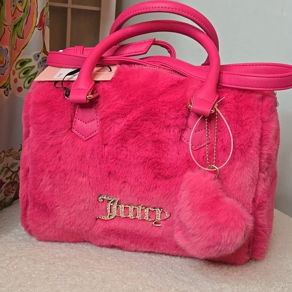 NWT Juicy Couture Pink Fluffy Satchel